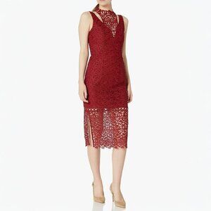 Keepsake Uplifted Midi Dress Size XS Burnt Red Lace Formal Event Wedding Guest